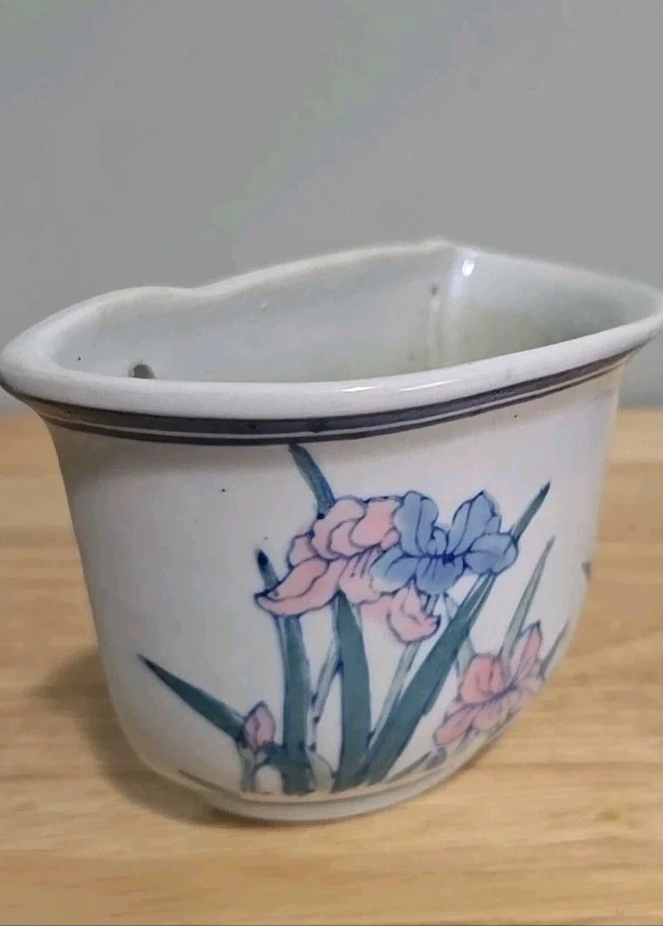 Vintage Floral Porcelain Wall Planter Pot